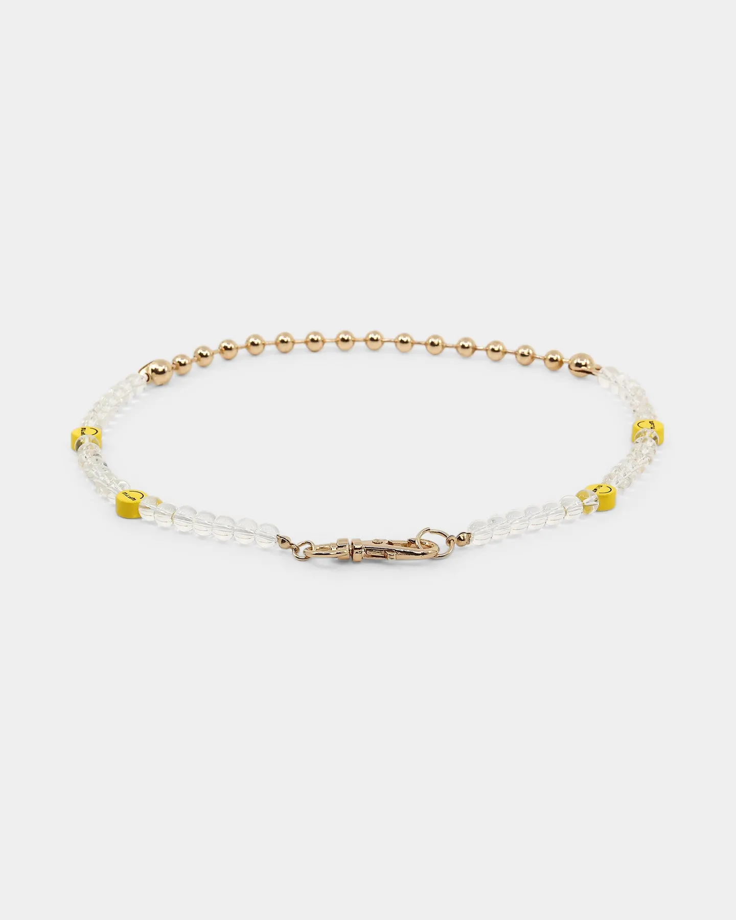 Wild For The Weekend Smiley Beaded Necklace Gold