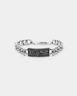 Wild for the Weekend Stick or Twist Dollar Bill Bracelet Silver