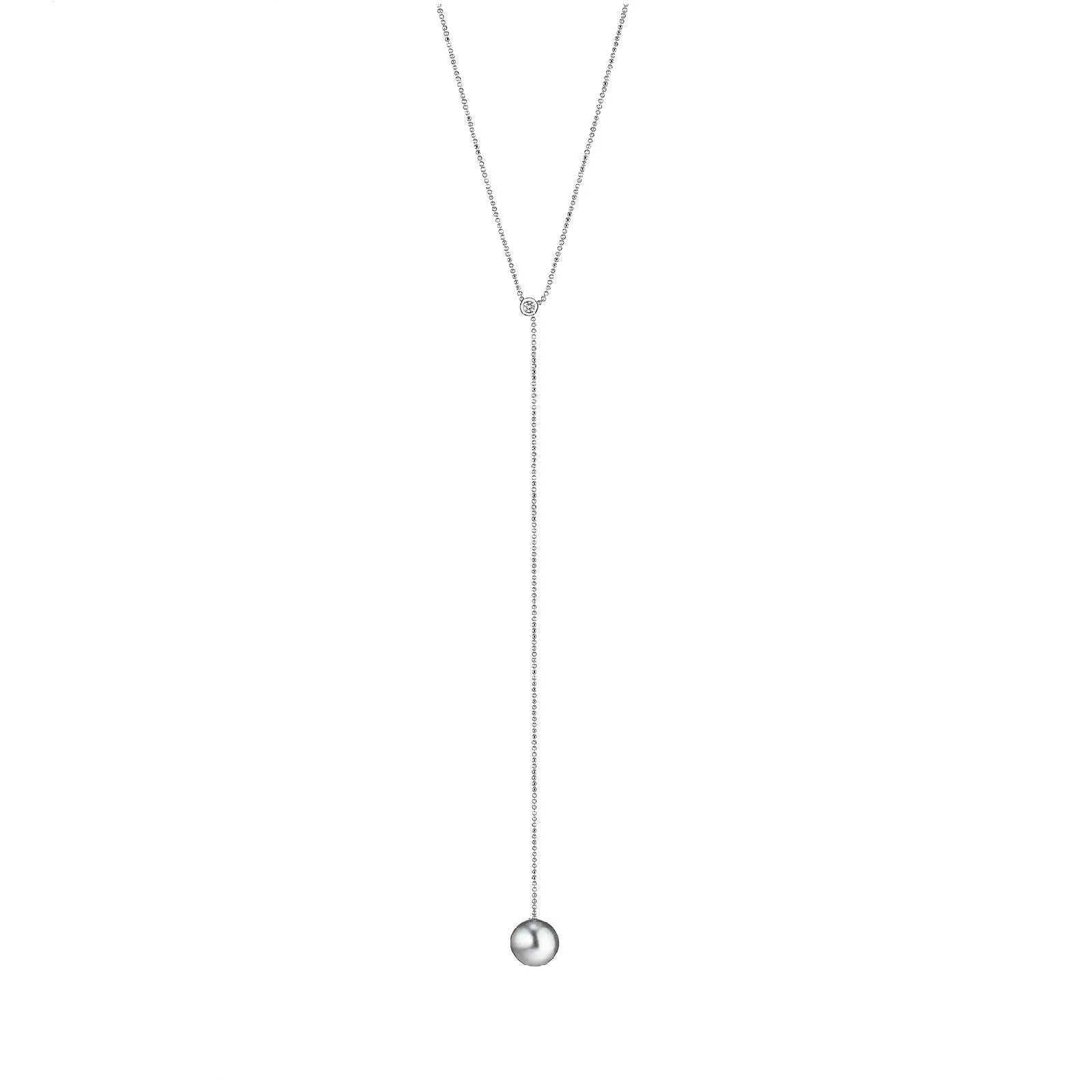 Y 18K Whitegold Necklace w. Diamond & Tahiti Pearl