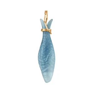 Young Fish 18K Gold Pendant w. Aquamarine Fish