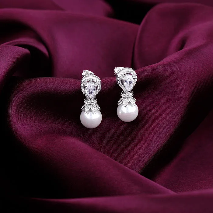 Zircon Pearl Drop Earrings Giva
