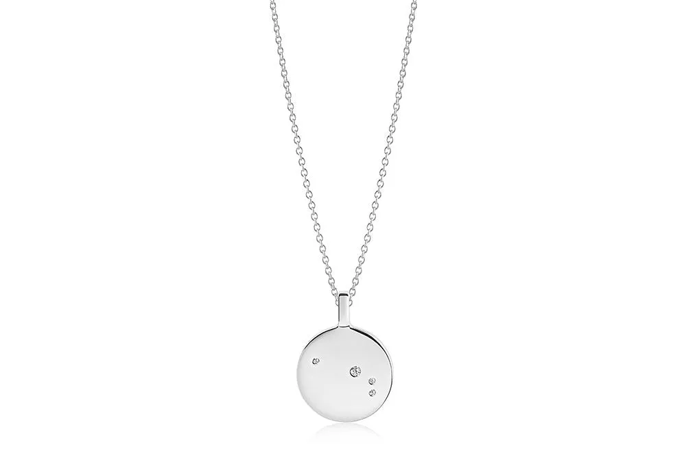 Zodiaco Aries Silver Necklace w. White Zirconias