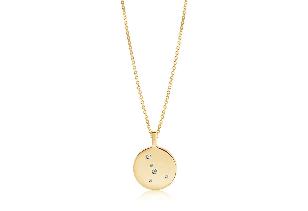 Zodiaco Cancer Gold Plated Necklace w. White Zirconias