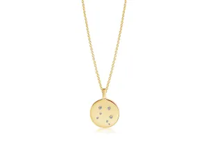 Zodiaco Libra Gold Plated Necklace w. White Zirconia