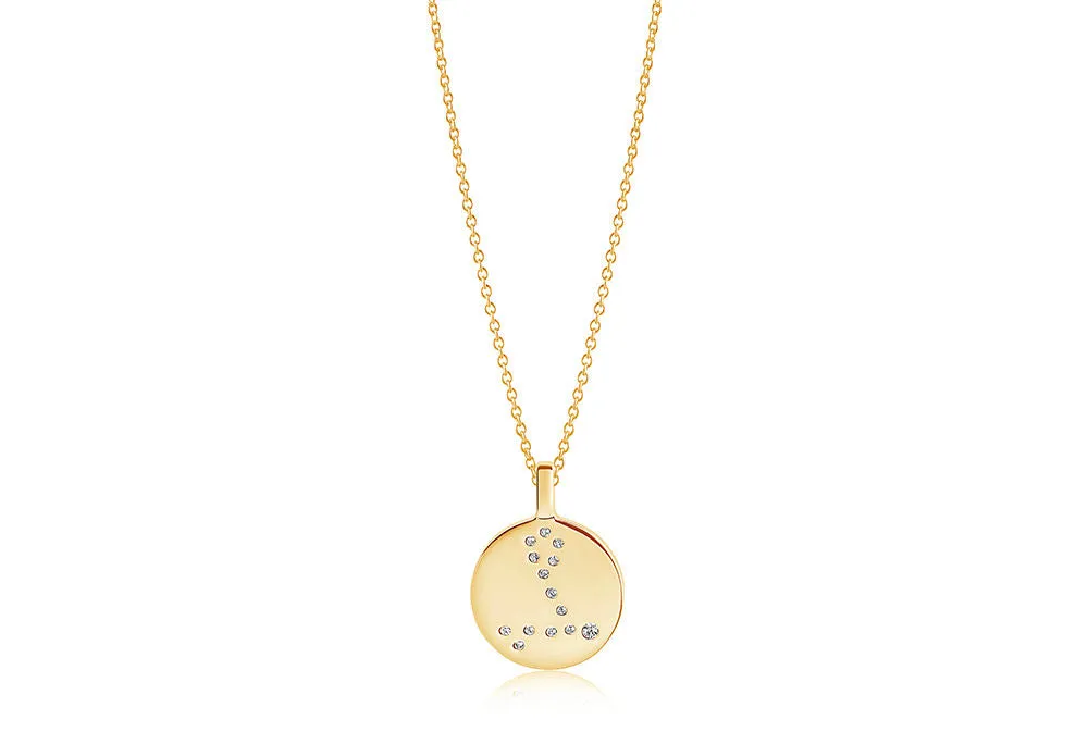 Zodiaco Pisces Gold Plated Necklace w. White Zirconias