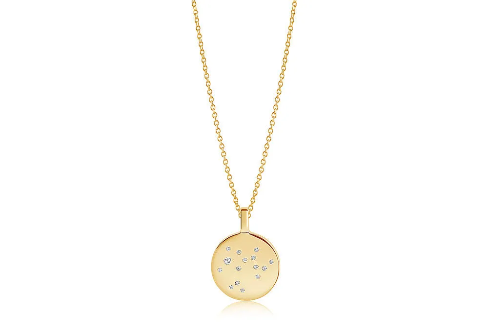 Zodiaco Sagitarius Gold Plated Necklace w. White Zirconias