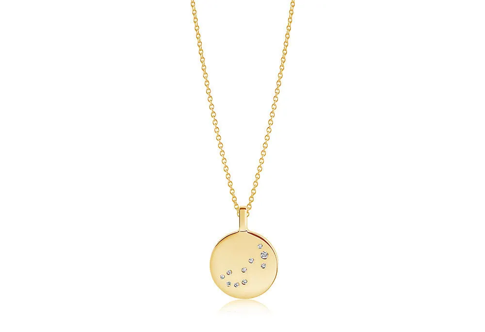 Zodiaco Scorpio Gold Plated Necklace w. White Zirconias