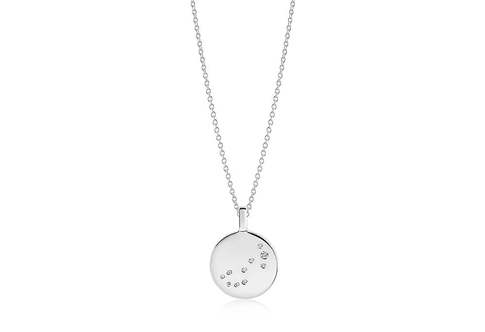 Zodiaco Scorpio Silver Necklace w. White Zirconias