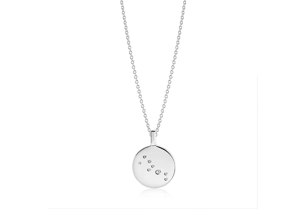 Zodiaco Taurus Silver Necklace w. White Zirconias